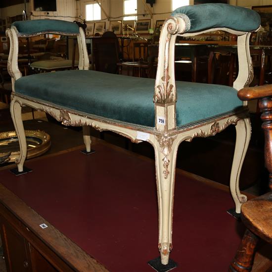 Painted parcel gilt window seat